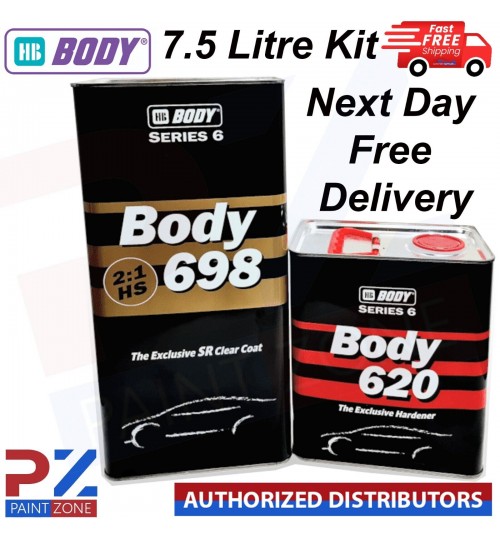 HB BODY SERIES 6 BODY698 2:1 HS 2K CLEARCOAT - WITH BODY620 HARDENER 7.5 LTR KIT